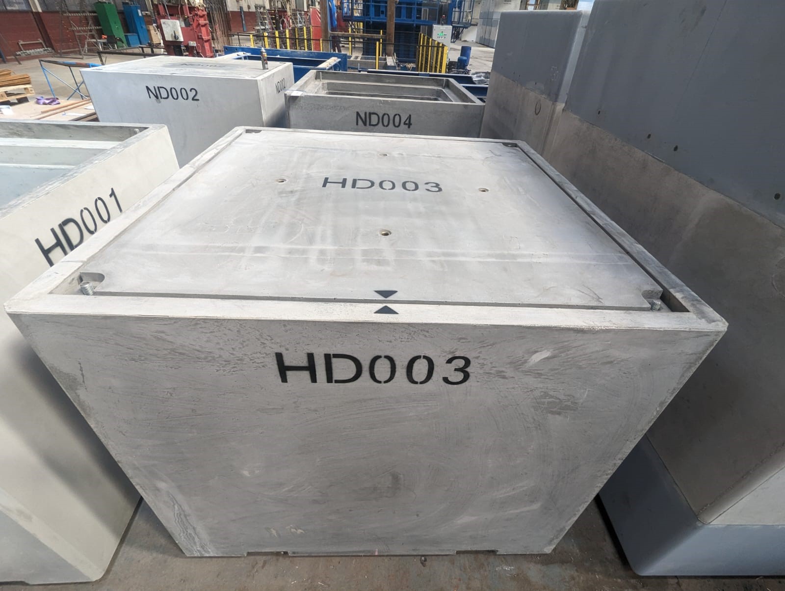 shielded concrete waste container