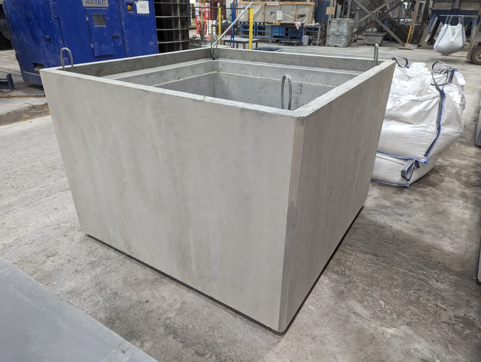 shielded concrete waste container